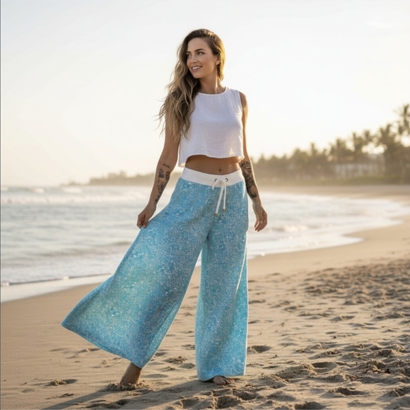 Lilly Pulitzer Pants - Lilly Pulitzer ✦ Linen Palazzo Beach Pants ✦ Shorely Blue Ice Cake Wide Leg XS